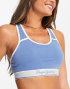 Pepe Jeans Bobbie Crop Top Bralette In Dazed Blue-blues