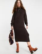 Only Maxi Knit Dress In Chocolate Brown