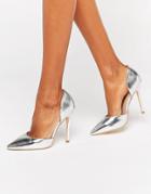 Public Desire Keely Clear Detail Silver Pumps - White