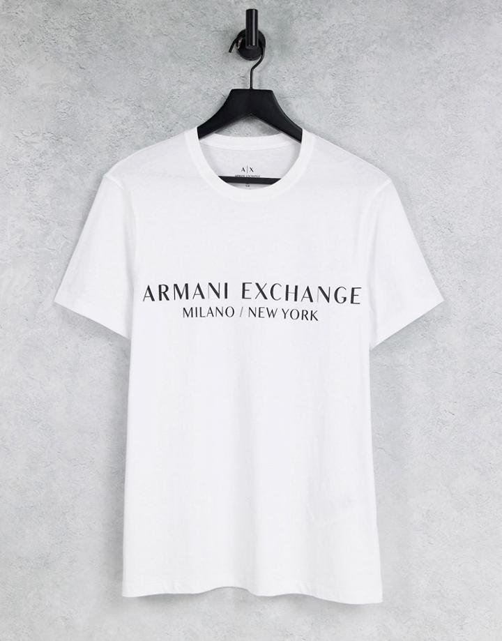 Armani Exchange Milano/new York T-shirt In White