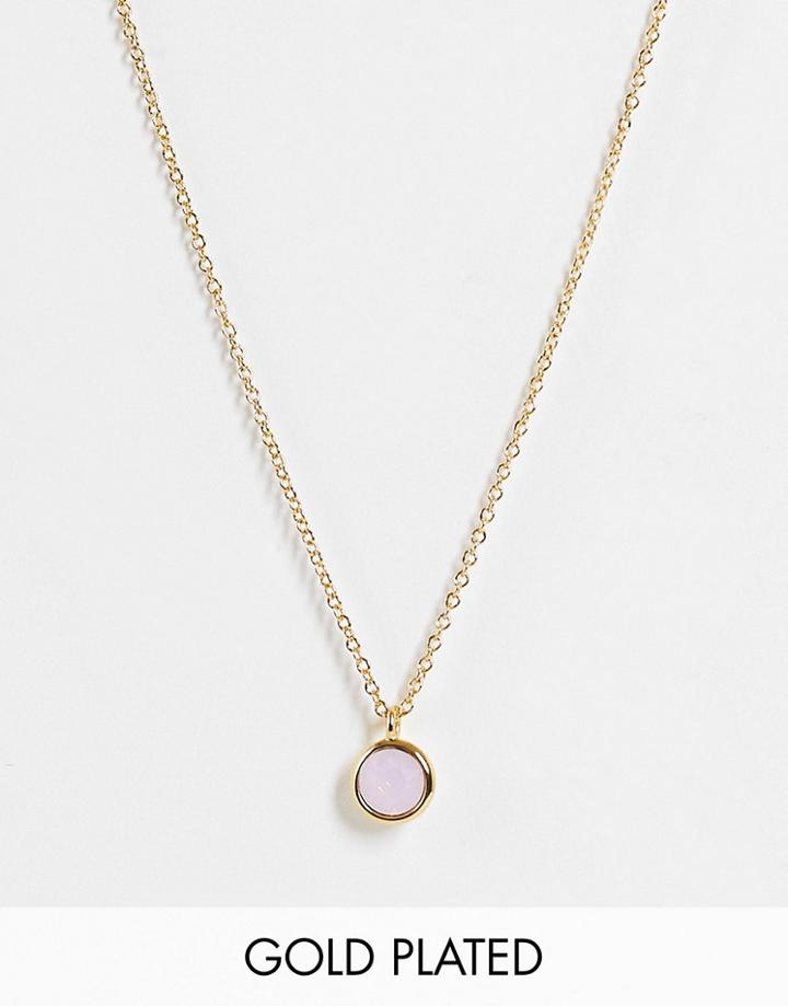 Orelia Necklace With Semi-precious Rose Opal Pendant In Gold Plate