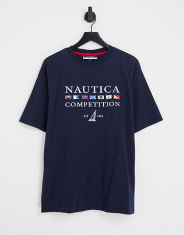 Nautica Archive Brillock Oversized T-shirt In Navy
