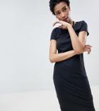 Noisy May Tall Asymetric Ruched Jersey Midi Dress - Black