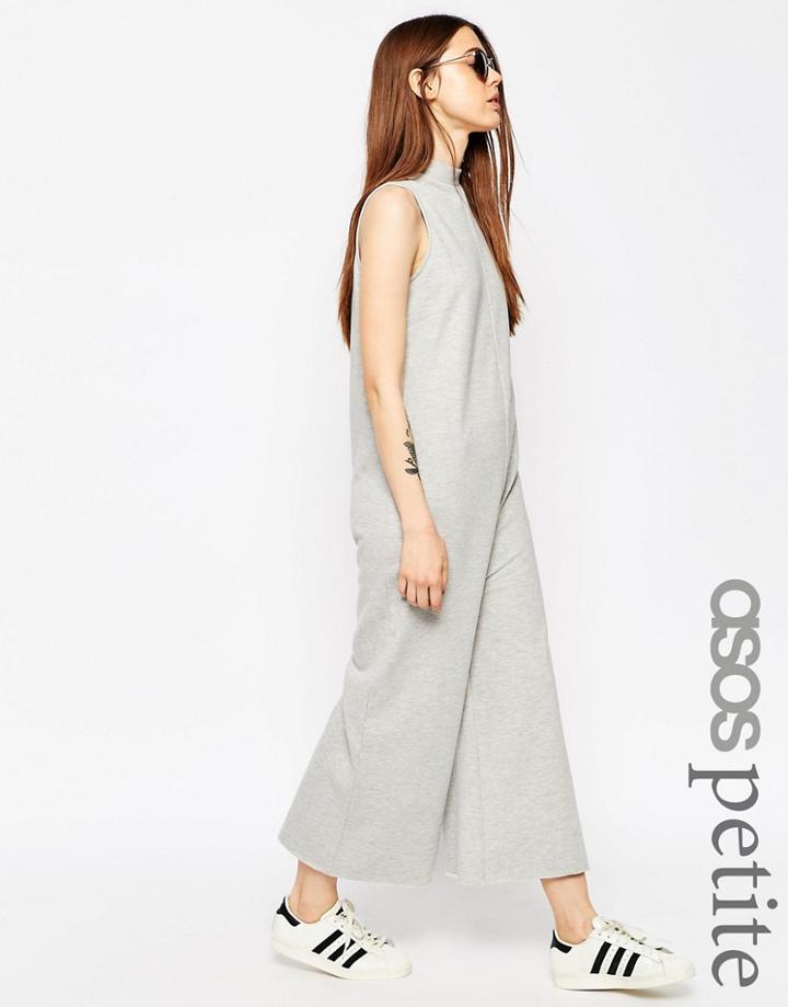 Asos Petite Jumpsuit With High Neck In Sweat - Gray