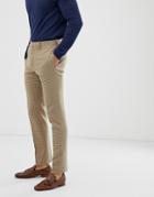 Asos Design Wedding Skinny Suit Pants In Stone Micro Check - Stone