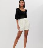 Mango Belted Tailored Shorts In White - White