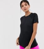 Asos 4505 Tall Short Sleeve Top With Mesh Back Detail-black