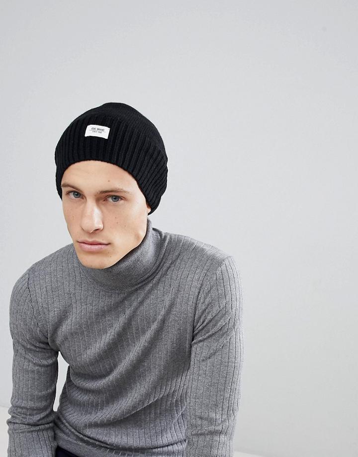 Esprit Oversized Beanie In Black Wool Blend - Black