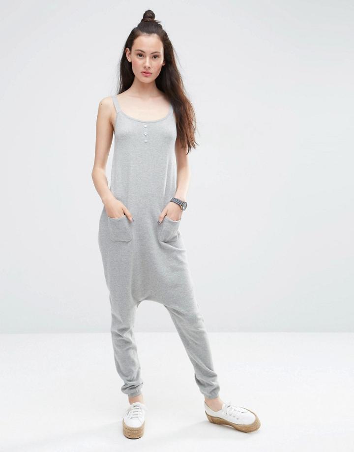 Asos Jumpsuit In Fine Knit - Gray