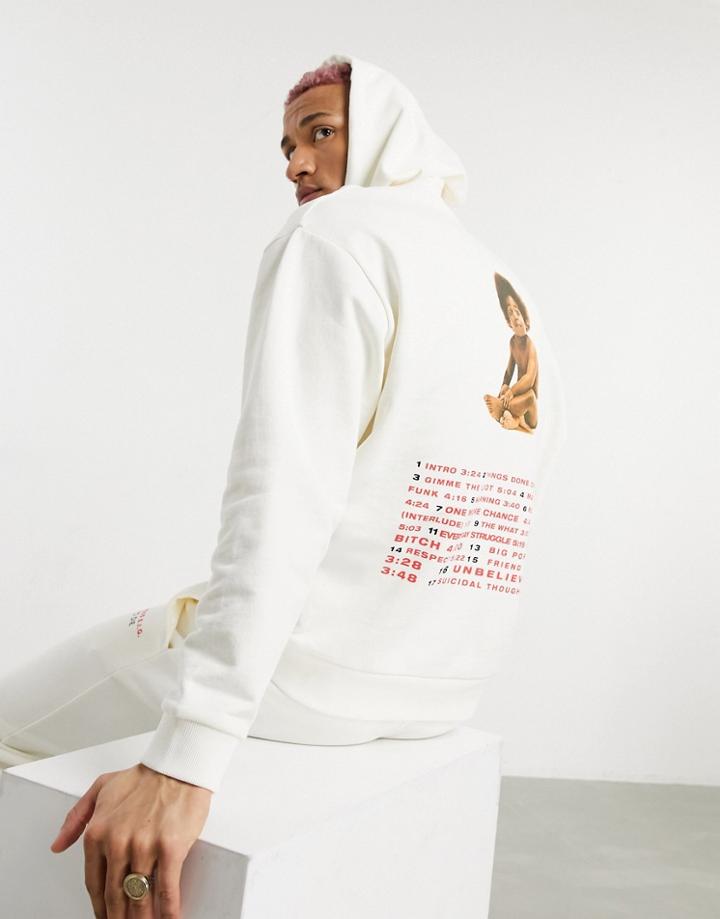 Asos Design Co-ord Oversized Hoodie With Biggie Smalls Print In Ecru-neutral