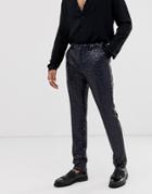 Asos Design Super Skinny Smart Pants In Black Sequin - Black