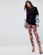 Asos Leggings In Mesh With Floral Print - Multi