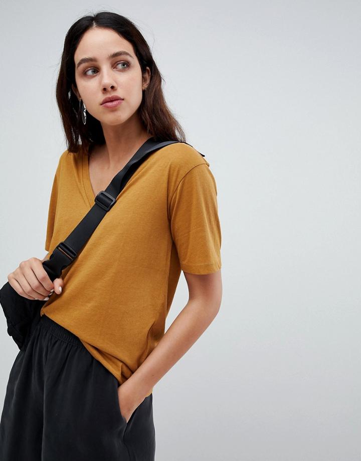 Weekday Last V-neck T-shirt - Yellow
