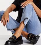 Topshop Wide Fit Luka Chain Loafers In Black