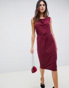 Oasis Drape Midi Dress - Red