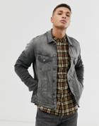 Jack & Jones Intelligence Denim Jacket In Slim Fit With Chest Pocket-black