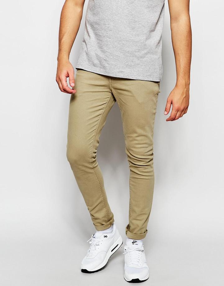 Asos Super Skinny Jeans In Light Stone - Aluminium