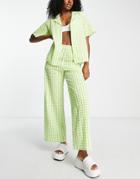 Monki Straight Pants In Green Gingham - Part Of A Set