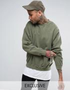 Reclaimed Vintage Inspired Oversized Sweatshirt In Green Overdye - Green