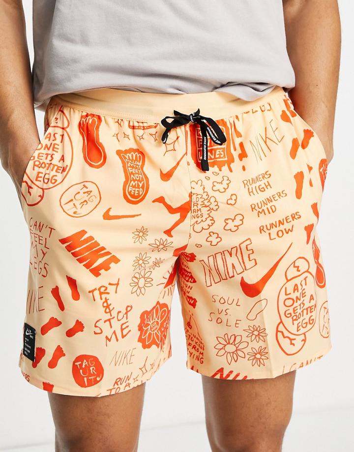Nike Running Dri-fit A.i.r. Nathan Bell Graphic Woven Shorts In Dusty Orange