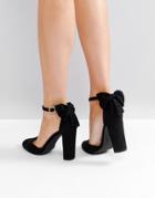 New Look Suedette Bow Back Heeled Shoe - Black