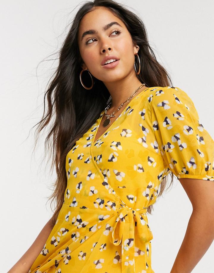Y.a.s Mella Floral Print Wrap Dress-yellow