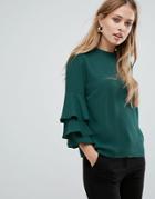 Warehouse Tiered Sleeve Top - Green