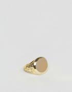 Asos Gold Plated Round Signet Ring - Gold