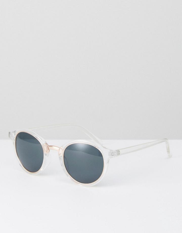 Asos Round Sunglasses In Clear With Gold Insert - Clear