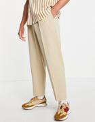 Asos Design Oversized Tapered Smart Pants In Stone-neutral