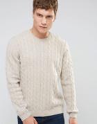 Asos Cable Sweater In Wool Mix - Beige