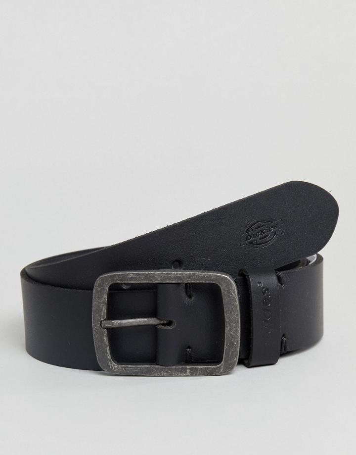 Dickies Eagle Lake Leather Belt In Black