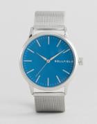 Bellfield Silver Watch With Round Blue Dial - Gold
