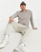 Abercrombie & Fitch Overt Logo Long Sleeve Top In Brown