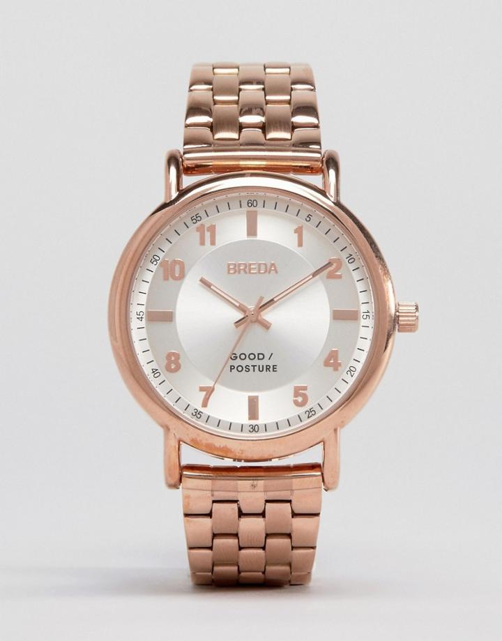 Breda Blossom Bracelet Watch In Rose Gold - Gold