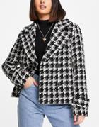 Ever New Pea Coat In Houndstooth Plaid-black