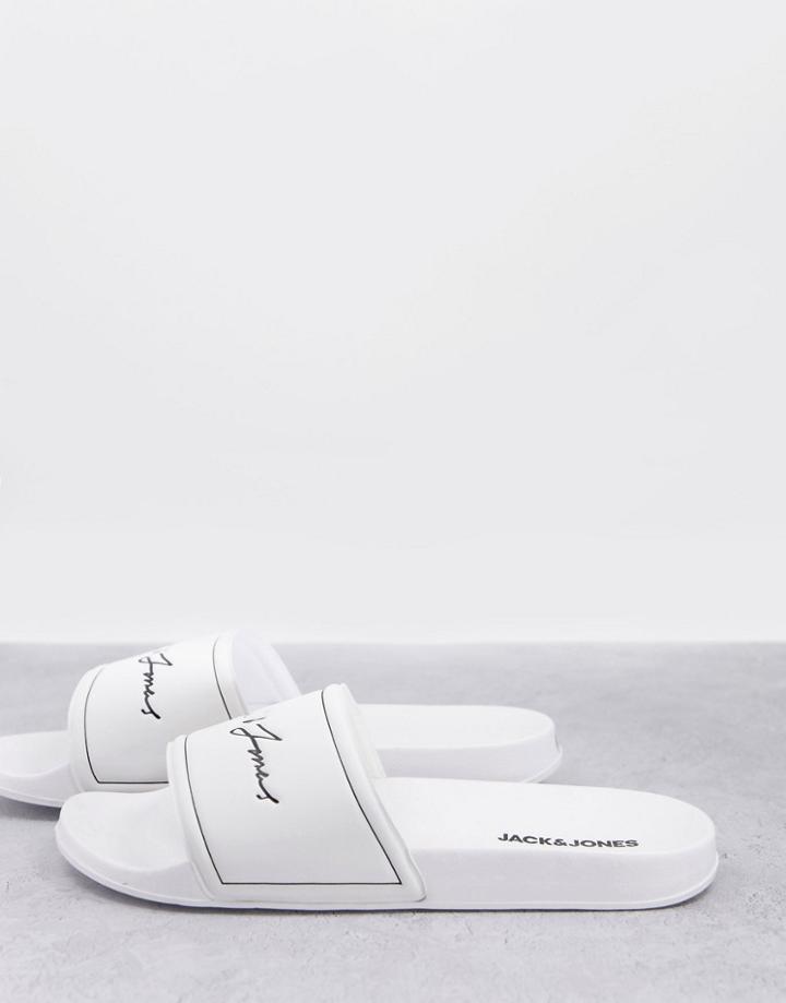 Jack & Jones Pool Slides In White