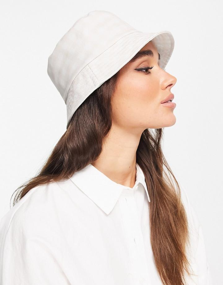 Topshop Neutral Gingham Bucket Hat