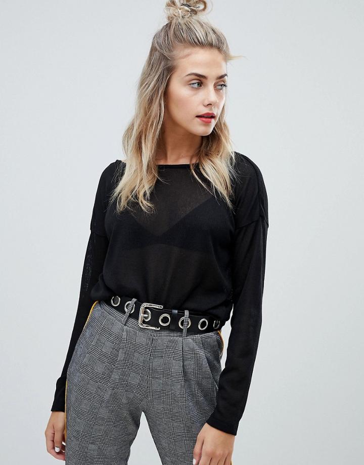 Noisy May Round Neck Sweater - Black