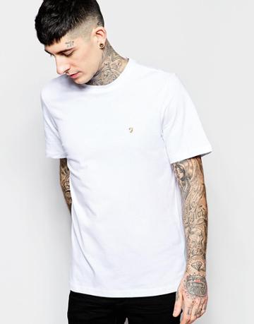 Farah T-shirt With F Logo In Reg Fit - White