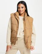 Only Padded Vest In Tan-neutral