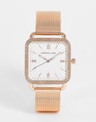 Christian Lars Womens Square Face Watch In Rose Gold