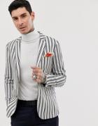 Devils Advocate Navy Stripe Blazer - White