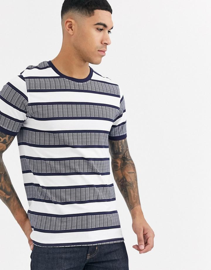 Jack & Jones Core Printed Stripe T-shirt In Blue