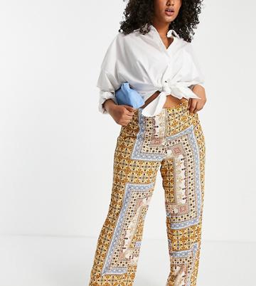 Vila Curve Wide Leg Pant In Tile Print - Part Of A Set-multi