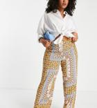 Vila Curve Wide Leg Pant In Tile Print - Part Of A Set-multi