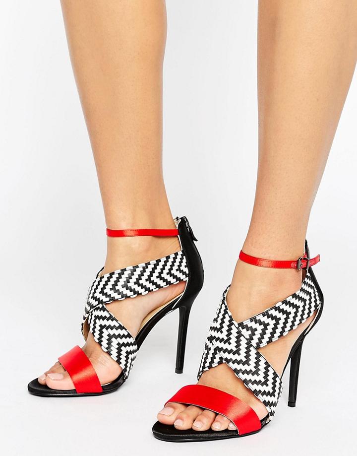 Forever Unique Raquel Print Heeled Sandal - Black