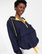 Lacoste Lightweight Half Zip Jacket In Blue-navy