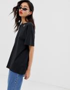 Iden Denim Organic Cotton Oversized T-shirt With Embroidered Eye Logo - Black
