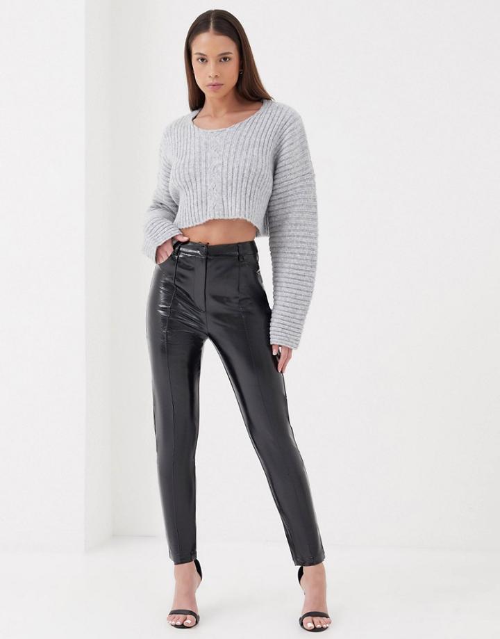 4th & Reckless High Waisted Vinyl Pants In Black